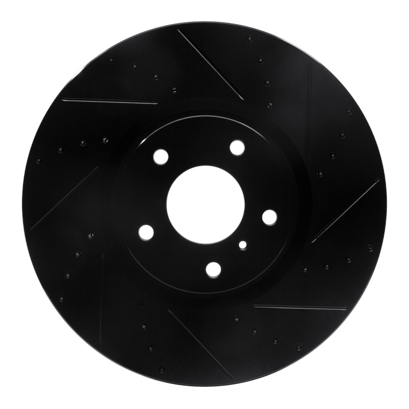 Infiniti G35 Brake Rotor (1) - Front Right - R1 Concepts - Drilled & Slotted - Black - `07-`15